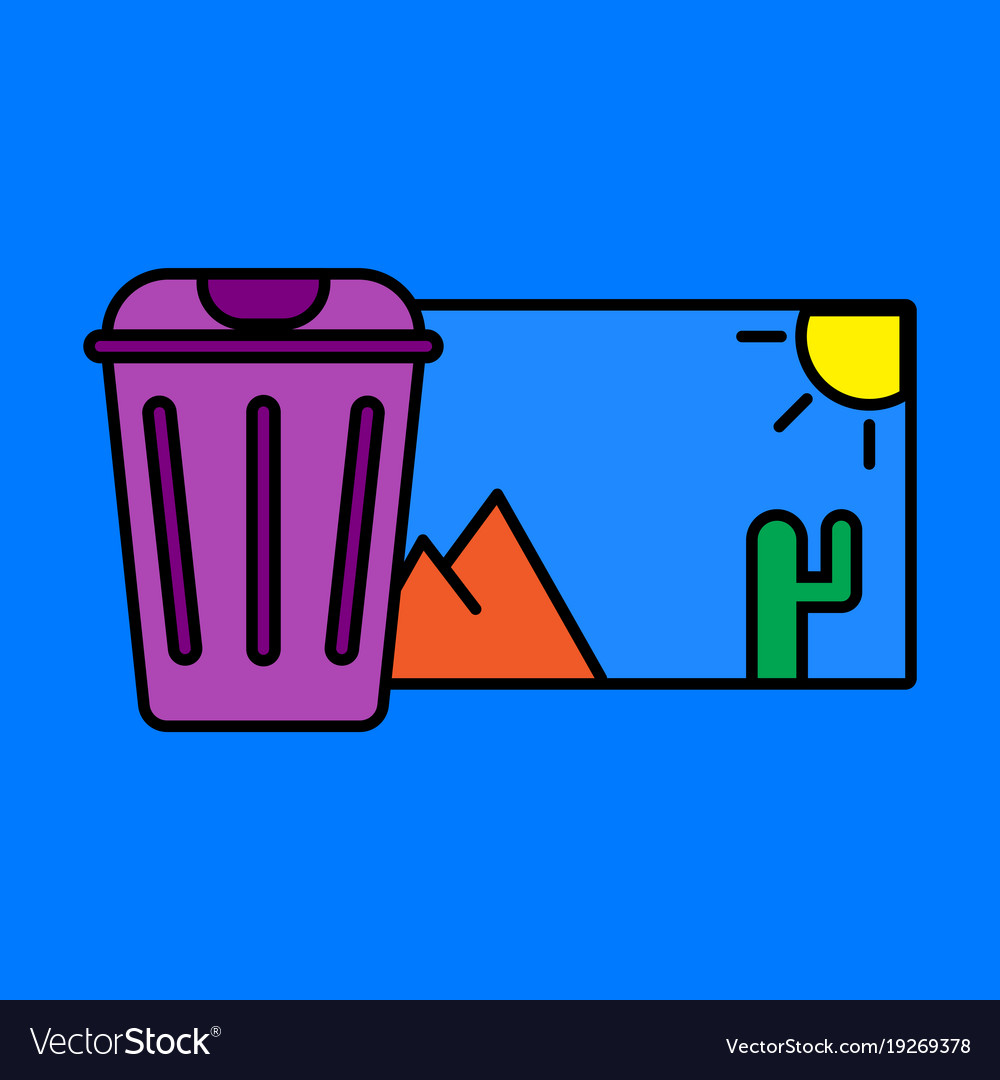 Delete image flat icon on color background