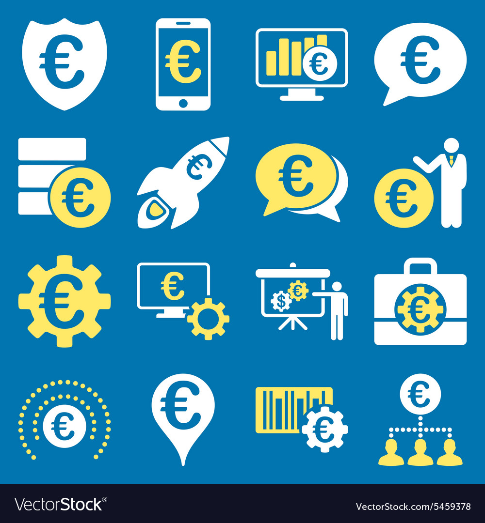 Euro banking business and service tools icons