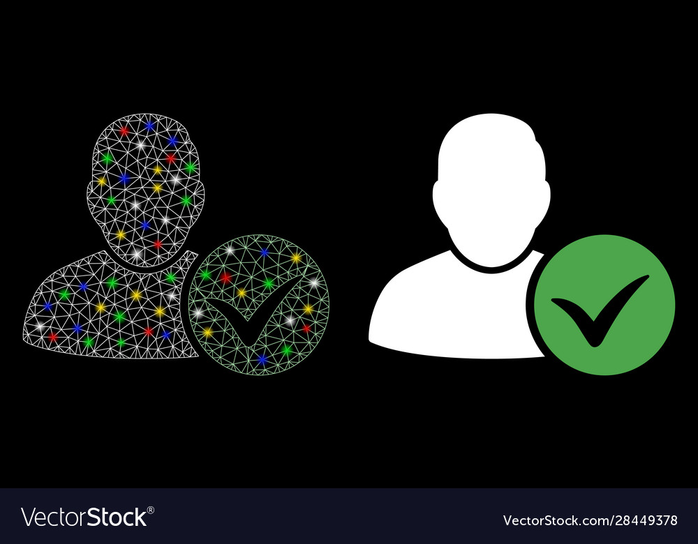 Glowing mesh carcass valid user icon with flare