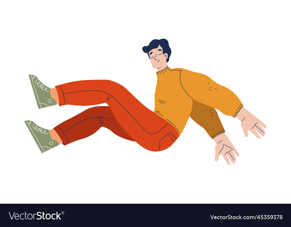 Man character falling down after slip