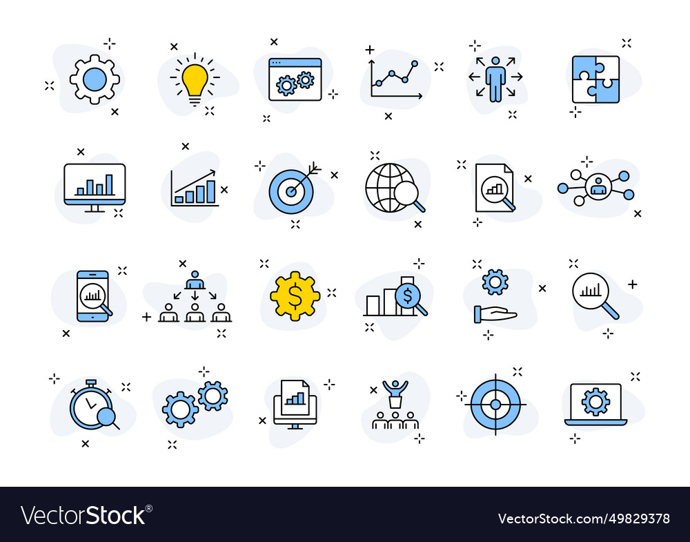 Set of 24 data proceassing web icons in line