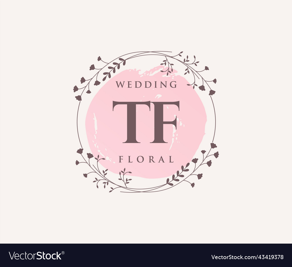 Tf Initials Letter Wedding Monogram Logos Vector Image