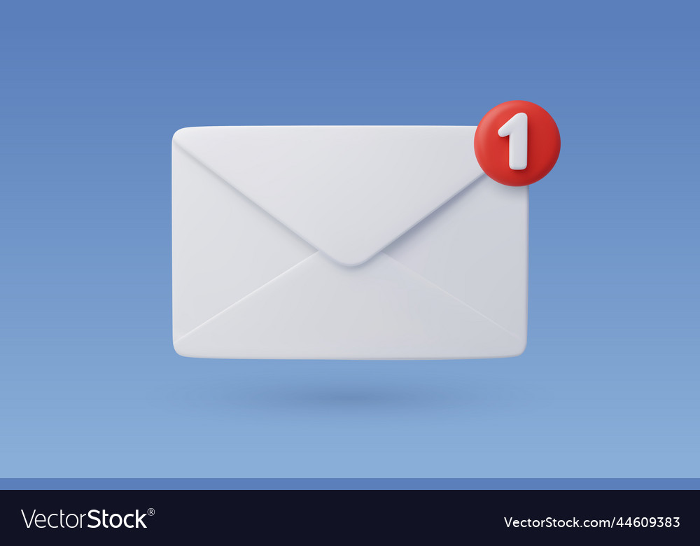 3d electronic mail with one massage new message Vector Image