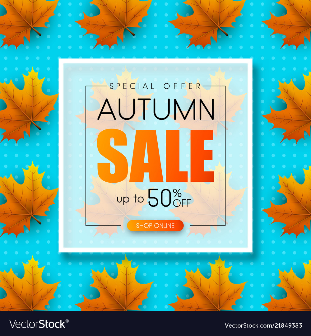 Autumn sale promo background with orange maple