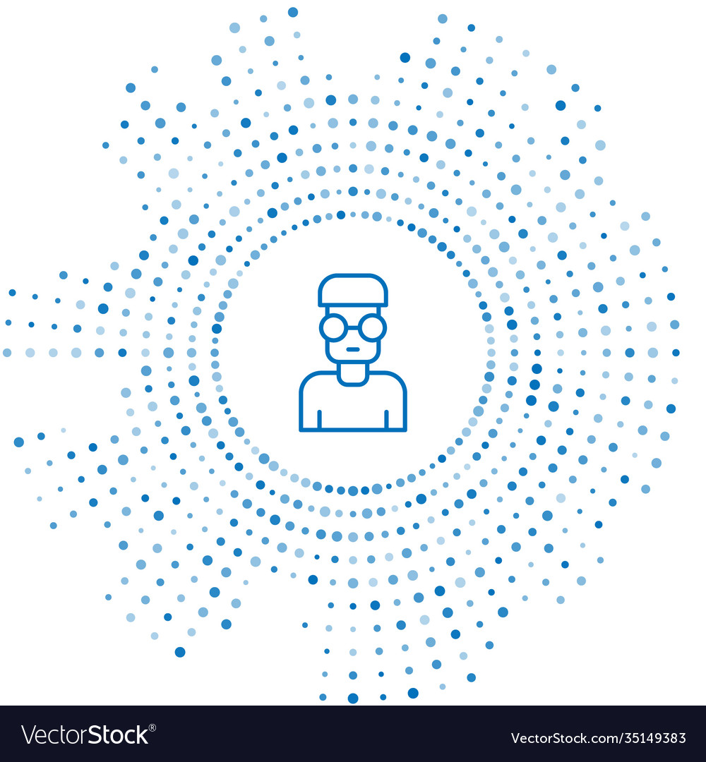 Blue line nerd geek icon isolated on white Vector Image Blue line nerd geek icon isolated on white