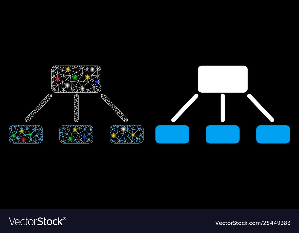 Bright mesh network hierarchy icon with flash vector image Bright mesh network hierarchy icon with flash