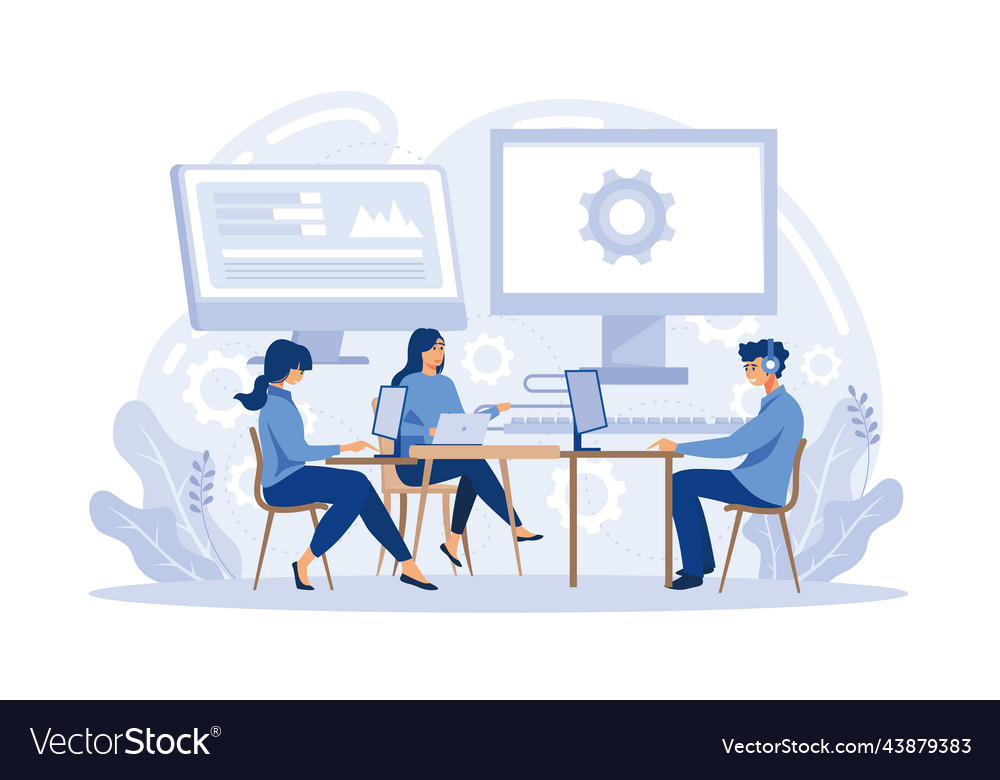 Computers and software computer lab system vector image Computers and software computer lab system