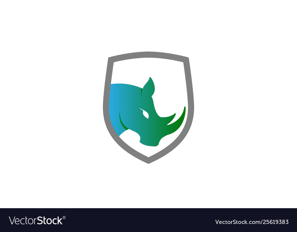 Creative blue rhinoceros logo design symbol