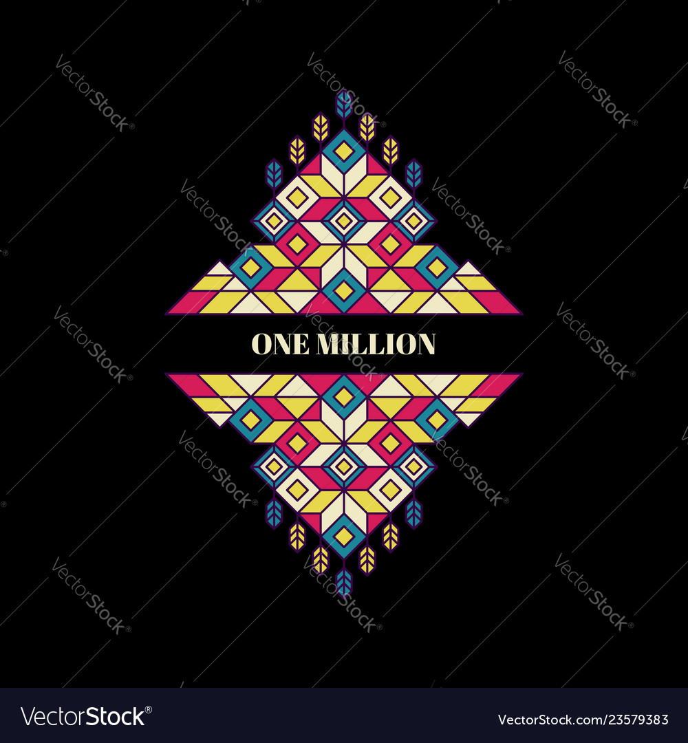 Decorative element in retro style line art design vector image Decorative element in retro style line art design