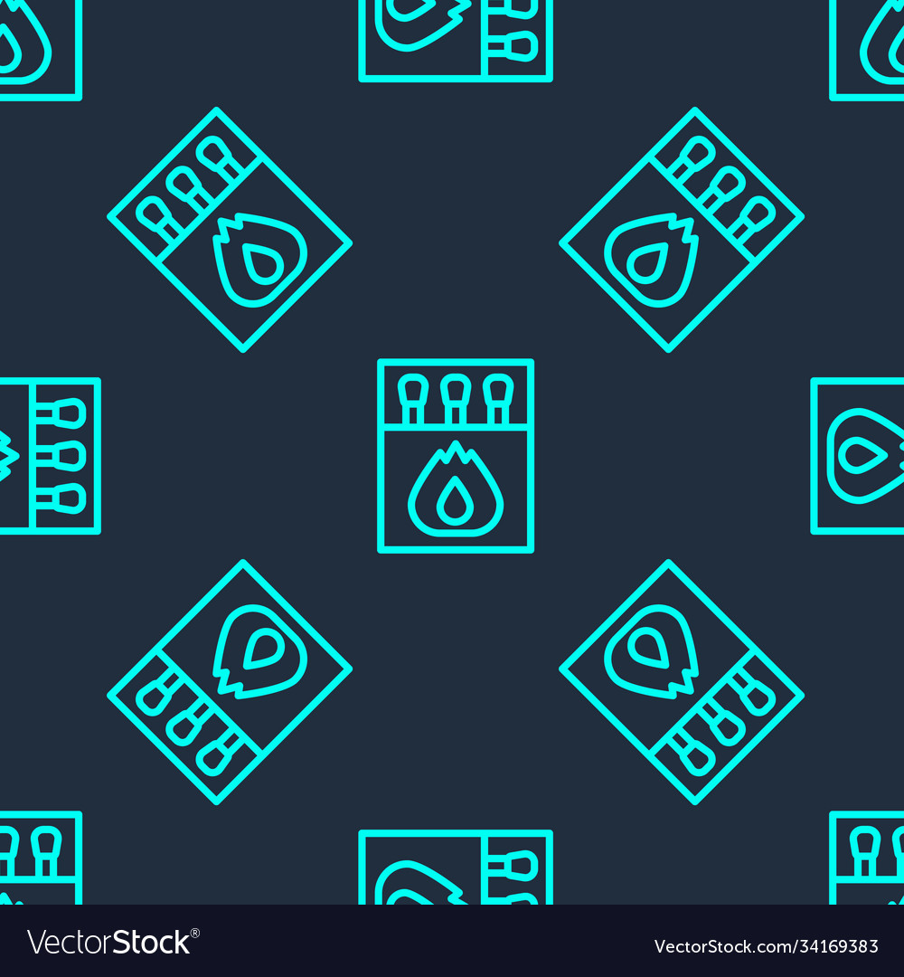 Green line open matchbox and matches icon isolated