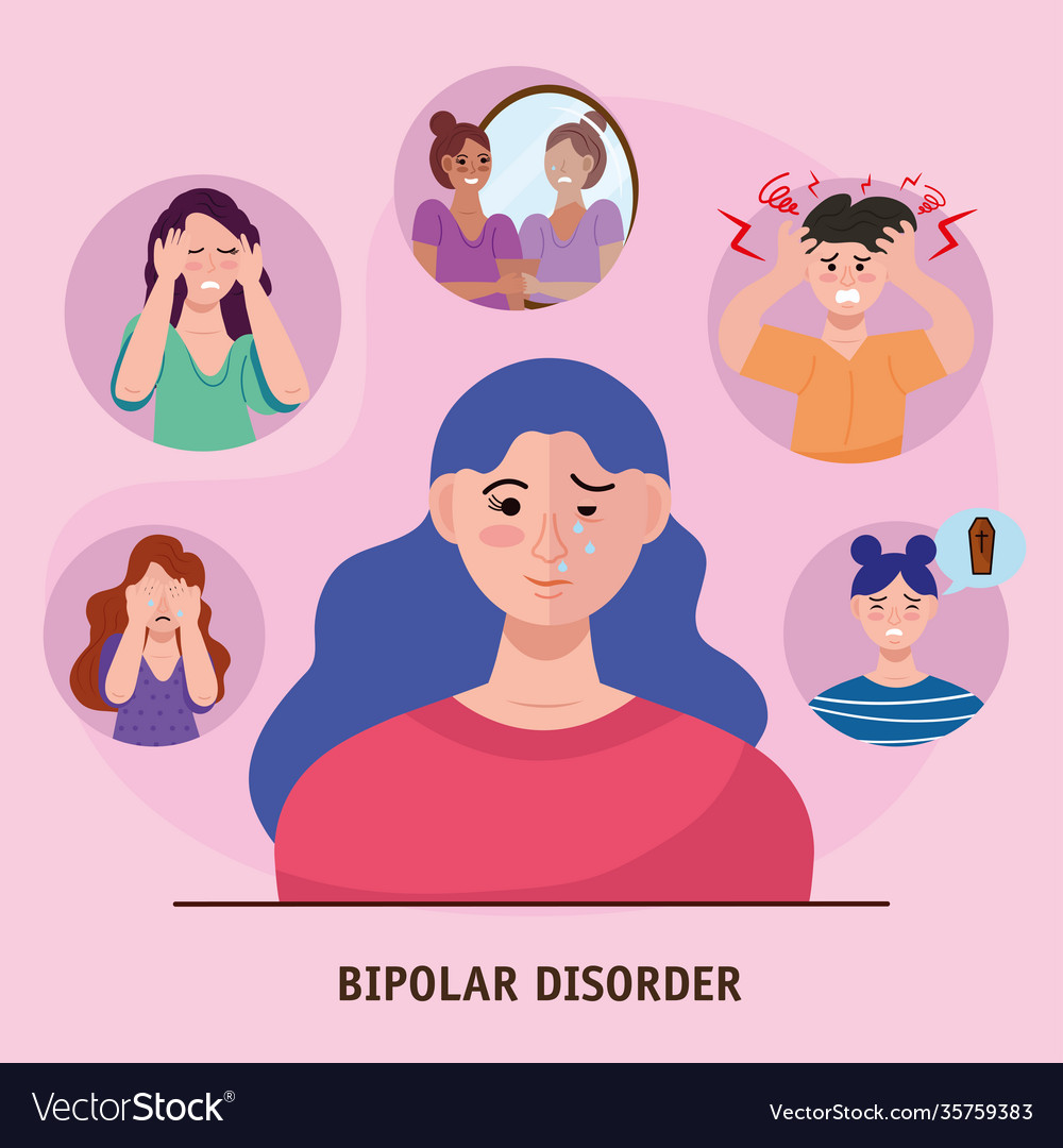 Group six persons with bipolar disorder Royalty Free Vector