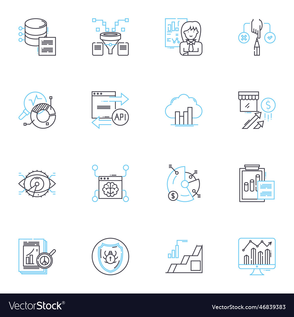 Information storage linear icons set archive