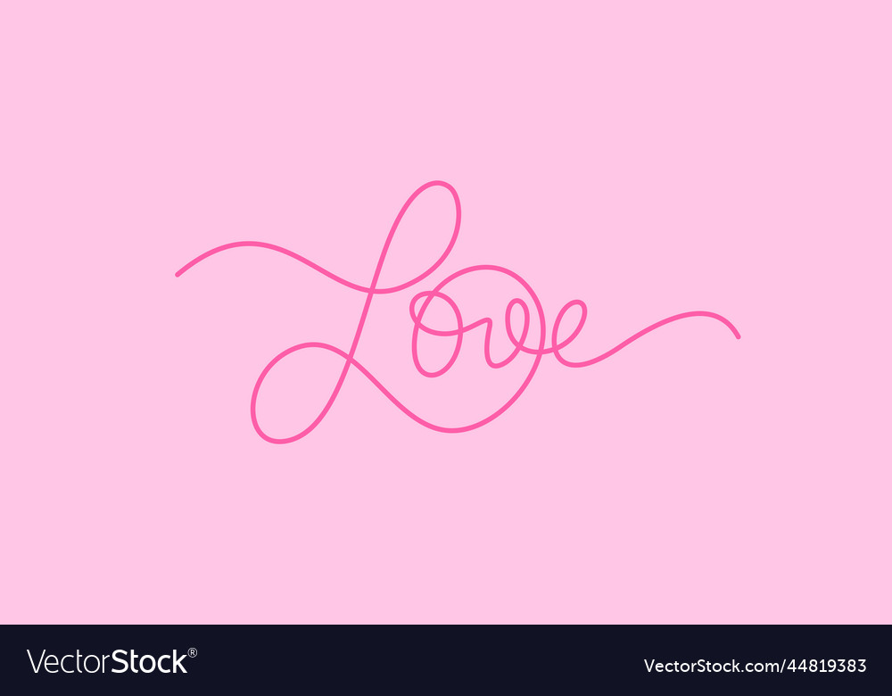 Love word lettering design in continuous line Vector Image
