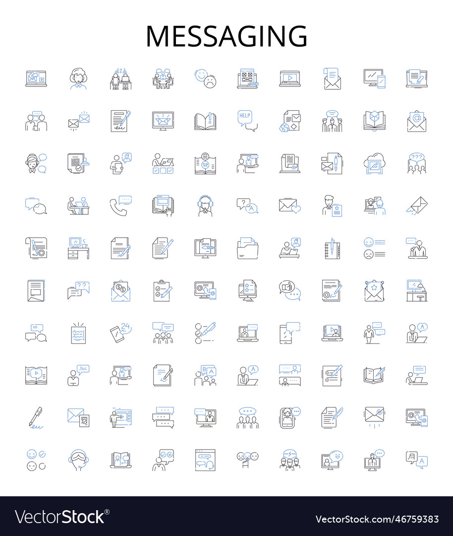 Messaging outline icons collection texting