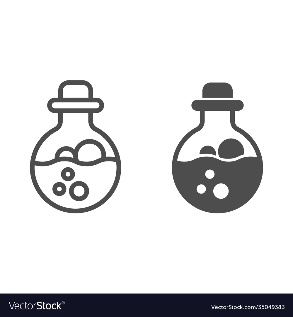 Potion scale with bubbles line and solid icon