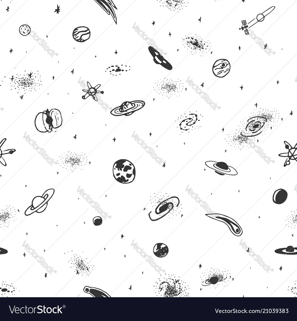 Seamless pattern of hand drawn doodle space Vector Image