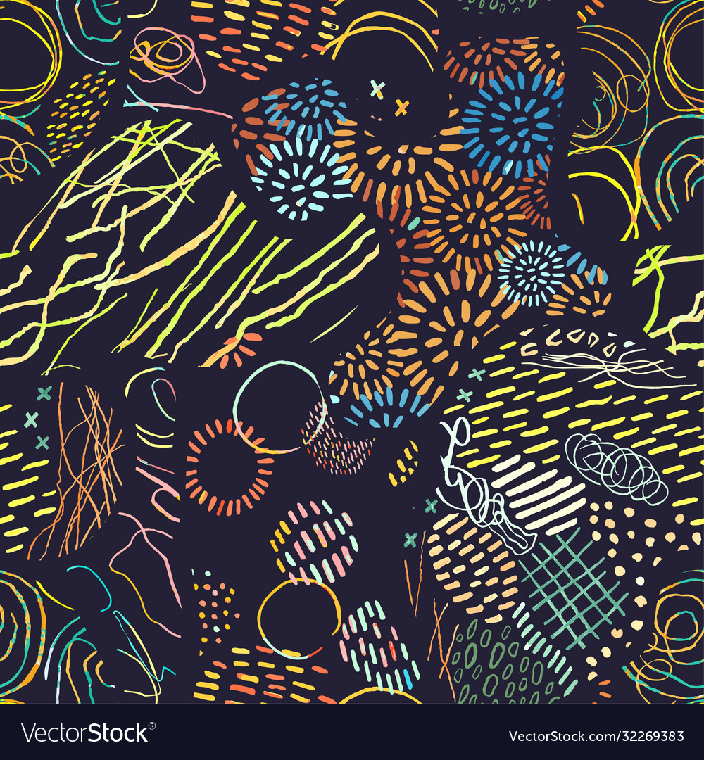 Seamless pattern with hand drawn abstract lines vector image Seamless pattern with hand drawn abstract lines