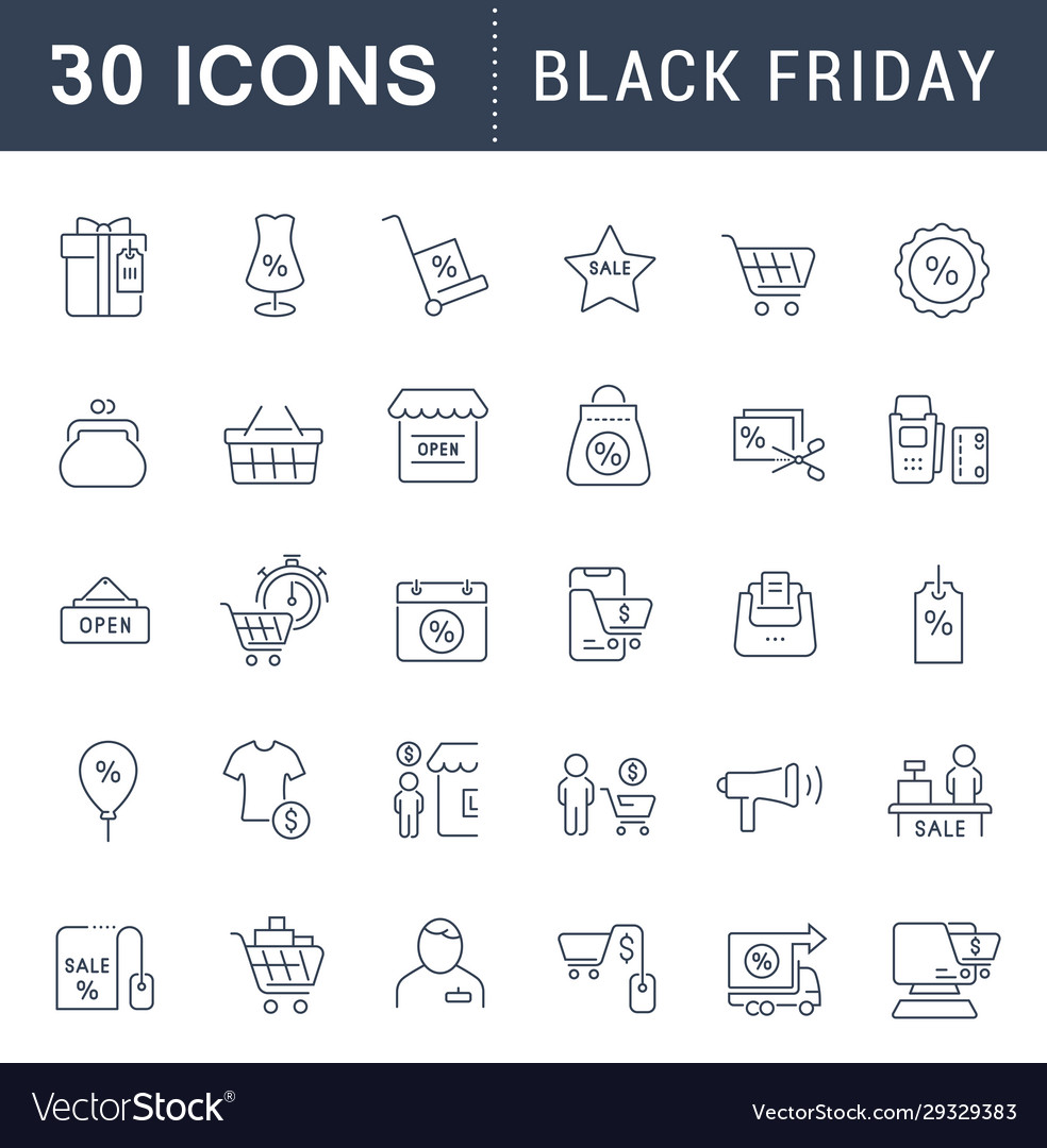 Set line icons black friday Royalty Free Vector Image