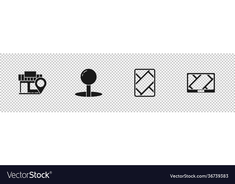 Set location with store push pin gps device map vector image Set location with store push pin gps device map