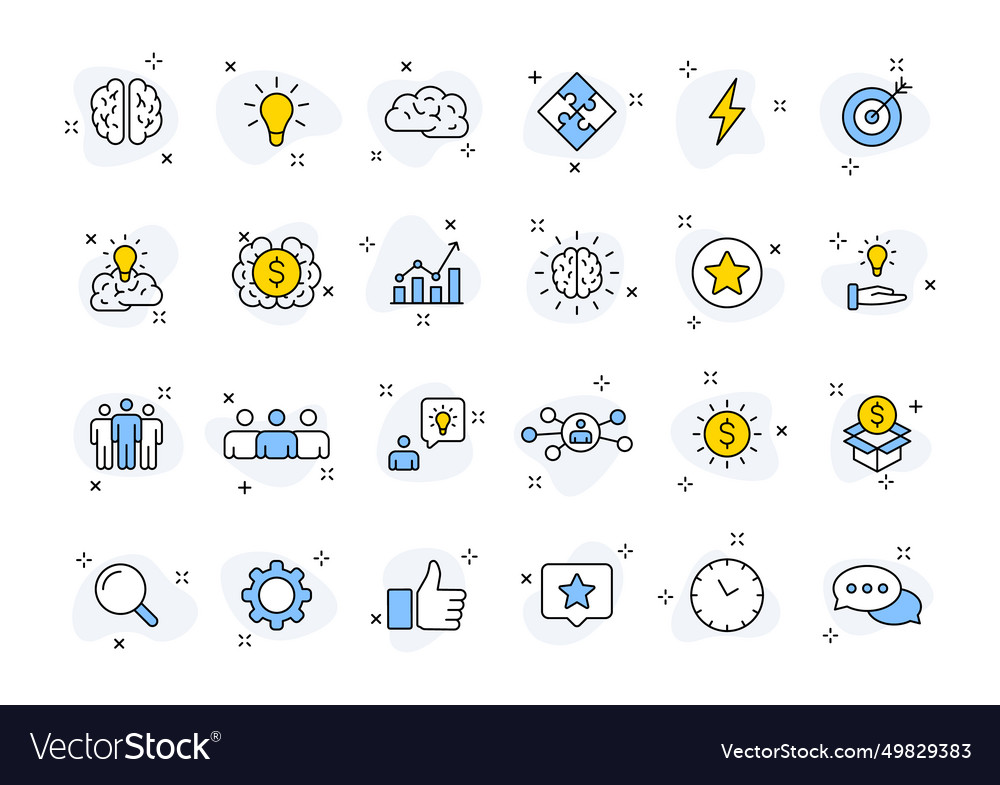 Set of 24 creativity and idea web icons in line