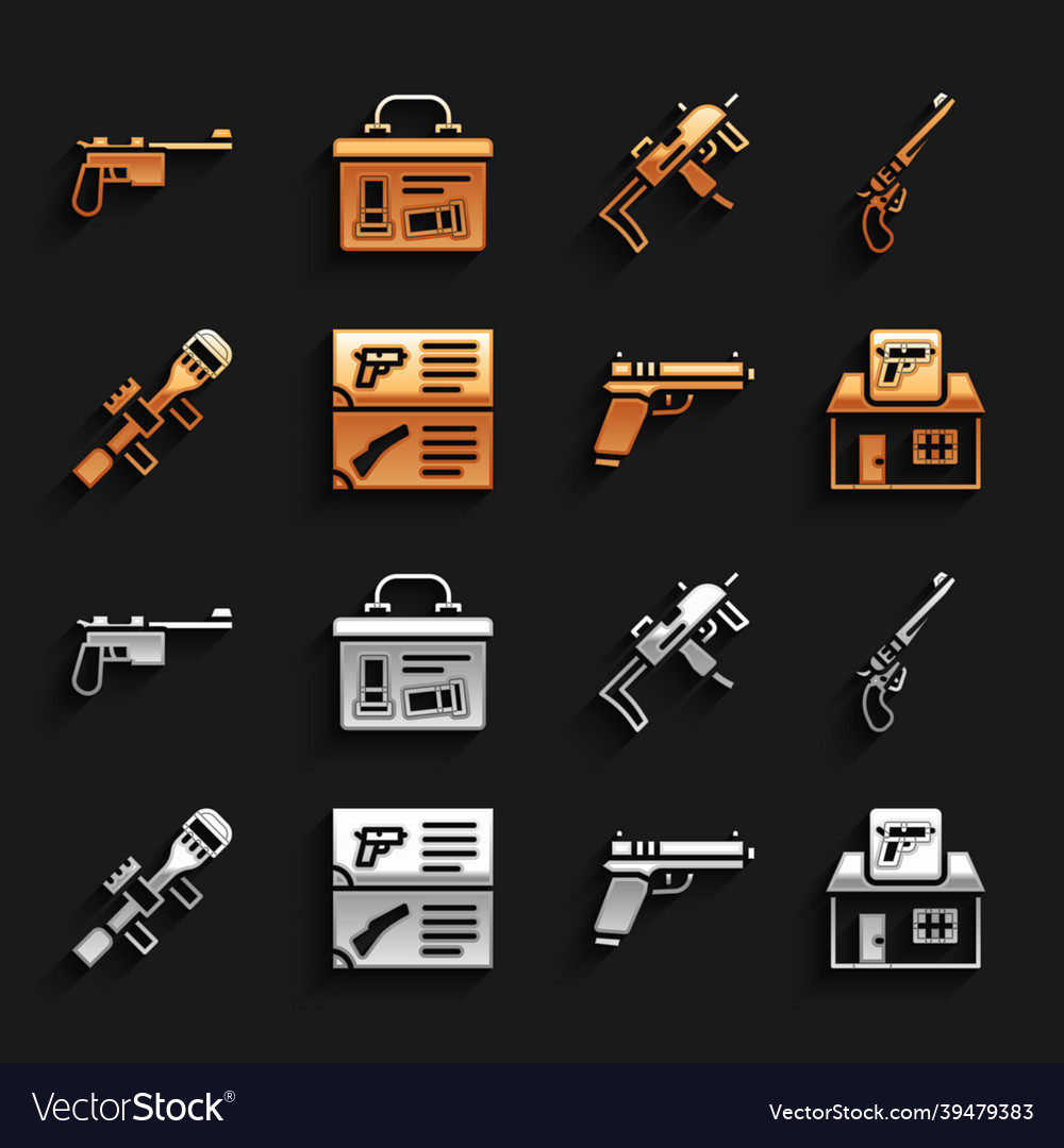 Set weapon catalog revolver gun hunting shop Vector Image