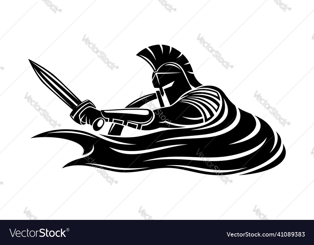 Spartan with sword and shield Royalty Free Vector Image