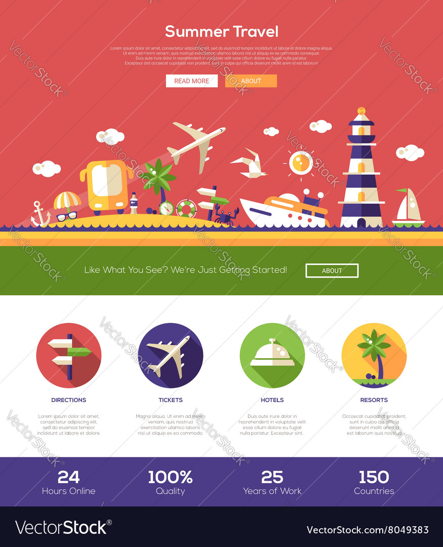 Summer Travel Website Header Banner With Webdesign