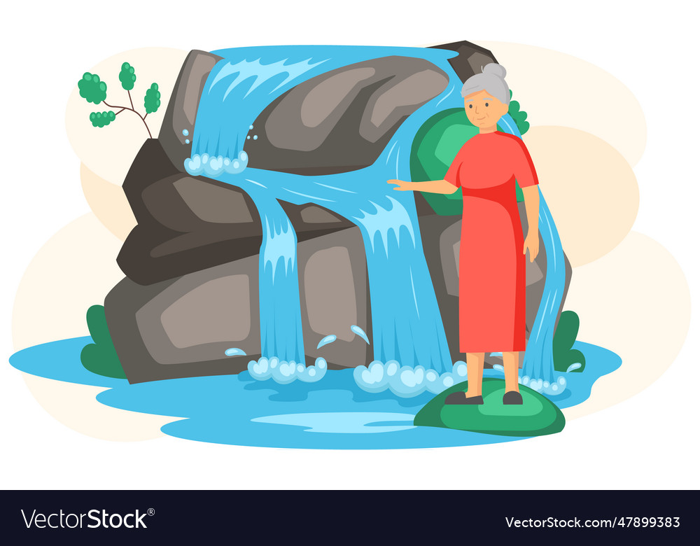 Wasserfall in den Bergen Naturpark vector image Wasserfall in den Bergen Naturpark