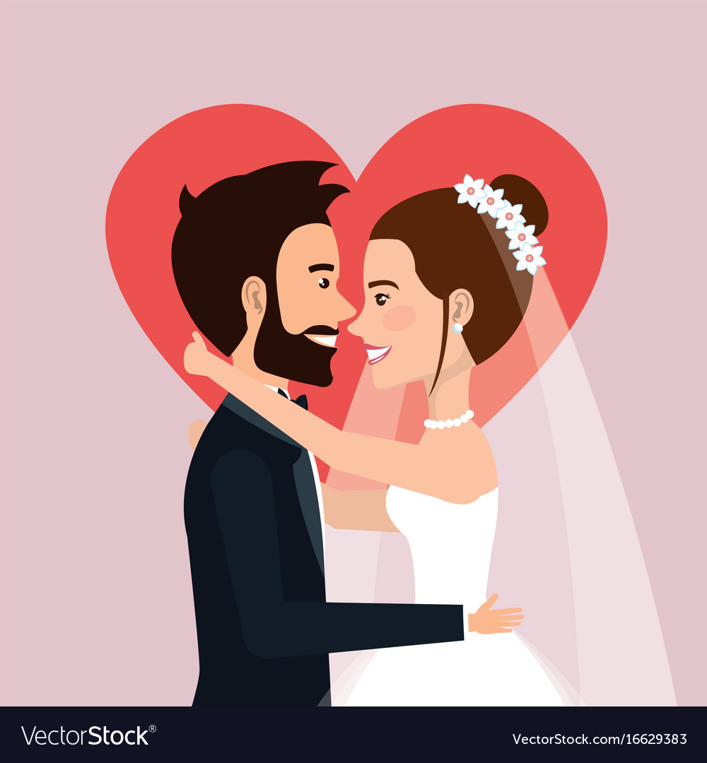 Wedding ceremony bride and groom together Vector Image