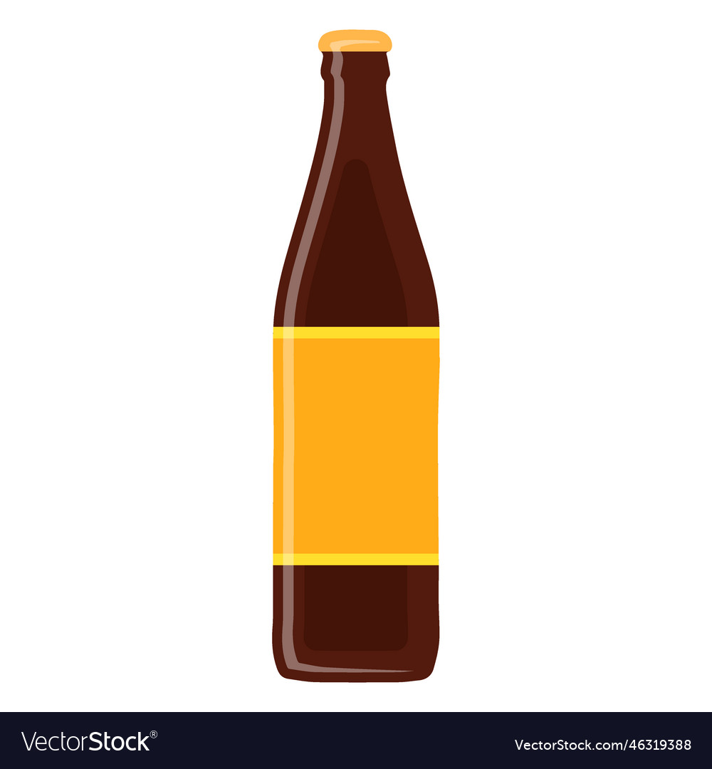 Amber beer bottle square etiquette Royalty Free Vector Image