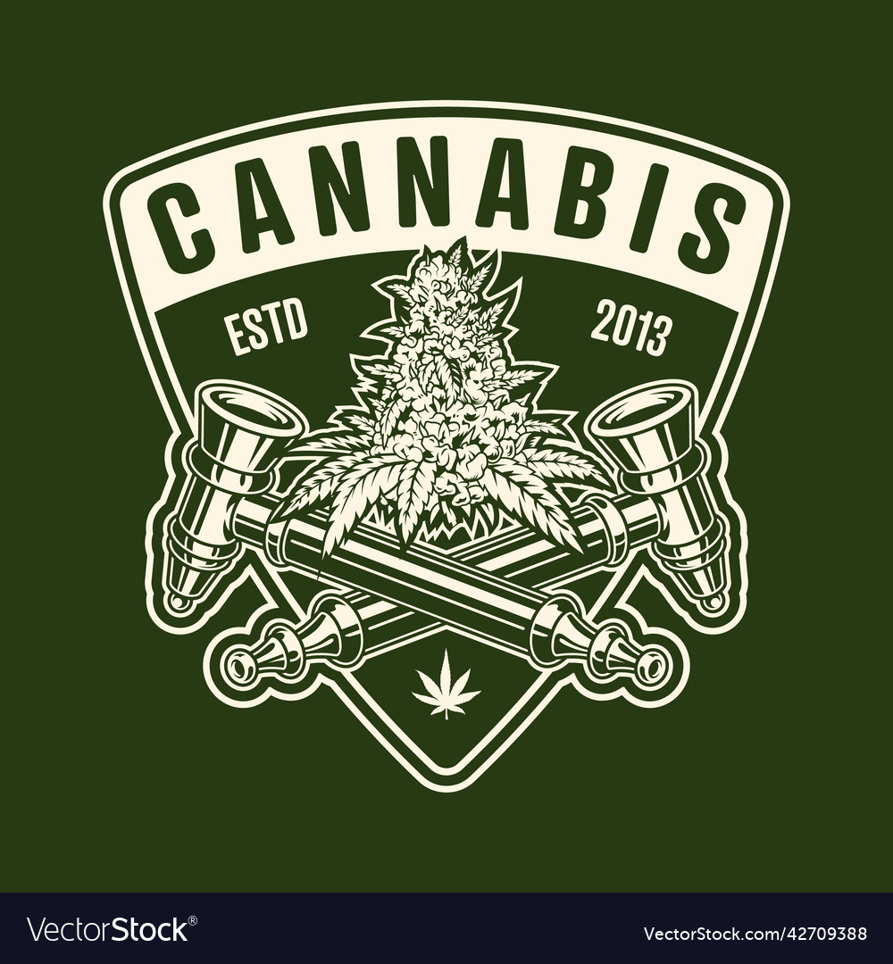 Cannabis monochrome emblem