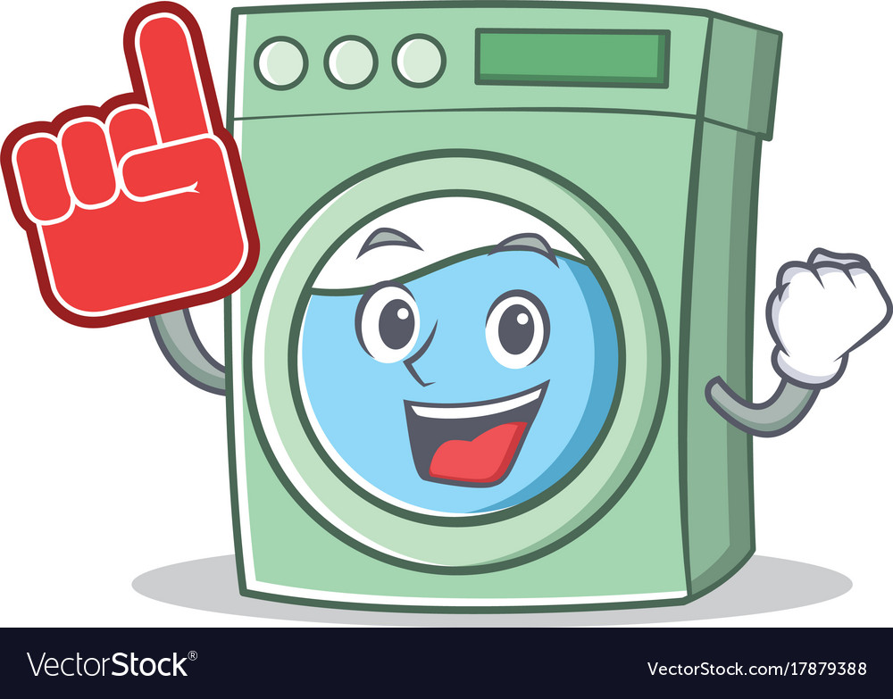 Foam finger washing machine character cartoon Vector Image