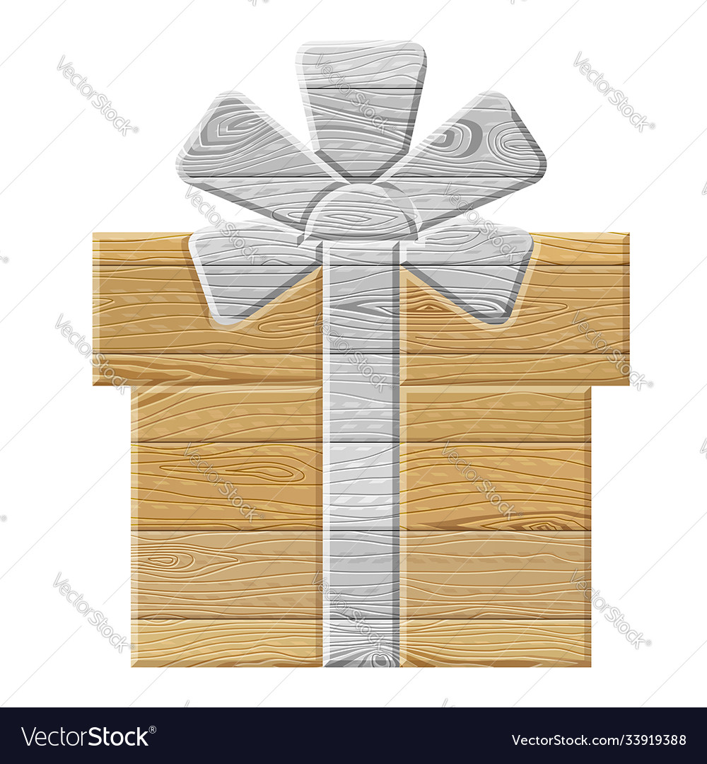 Gift box wood isolated on white background