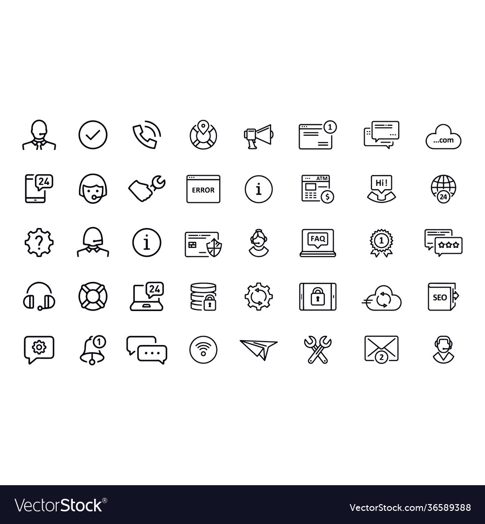 Help and support icons set design