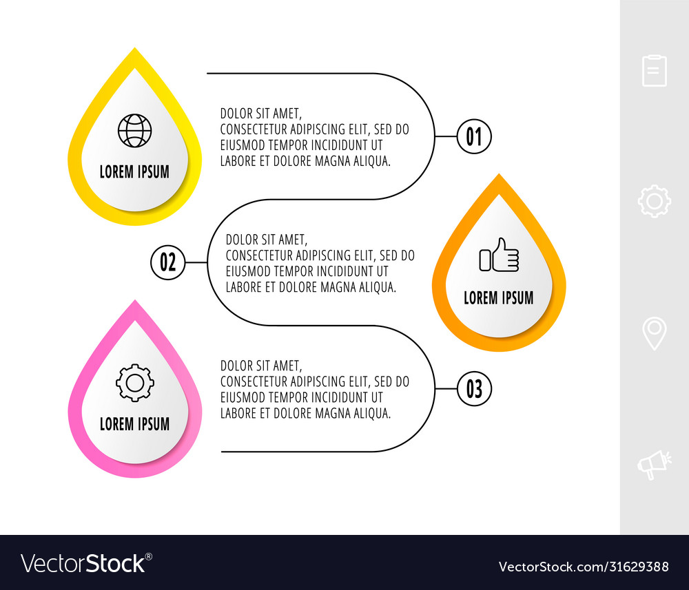 Infographic with 3 drops and icons concept