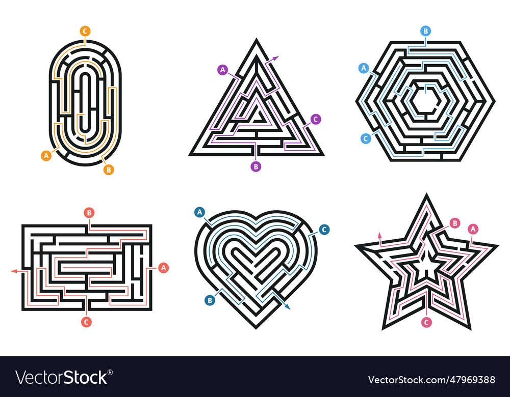 Labyrinth conundrum searching way many ways vector image Labyrinth conundrum searching way many ways
