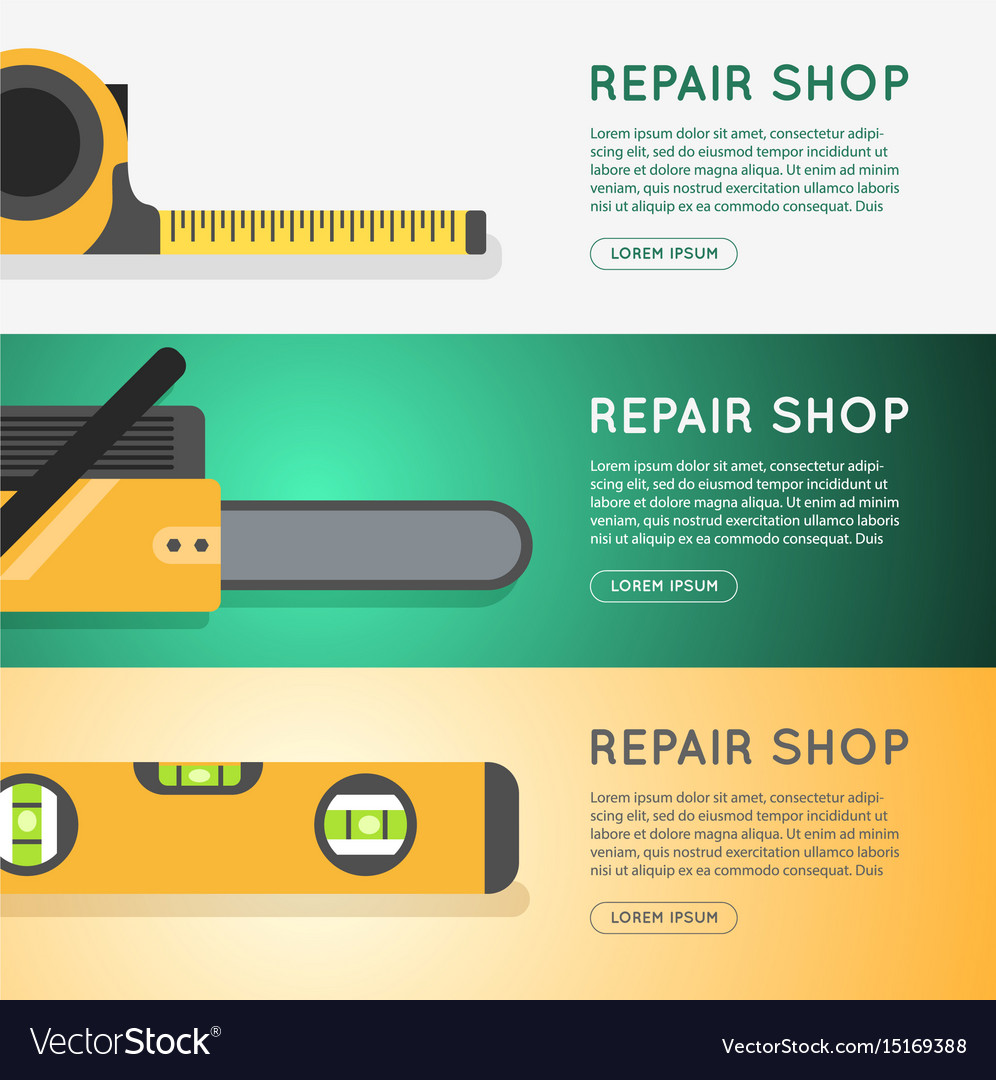 Repair Tool Shop Banner Set Royalty Free Vector Image