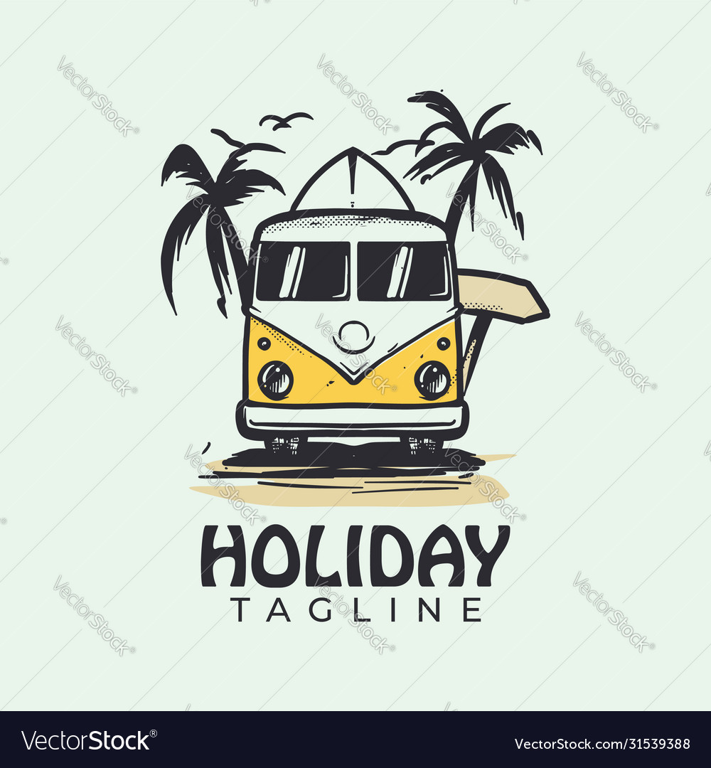 Retro Sommer Urlaub Logo Vorlage