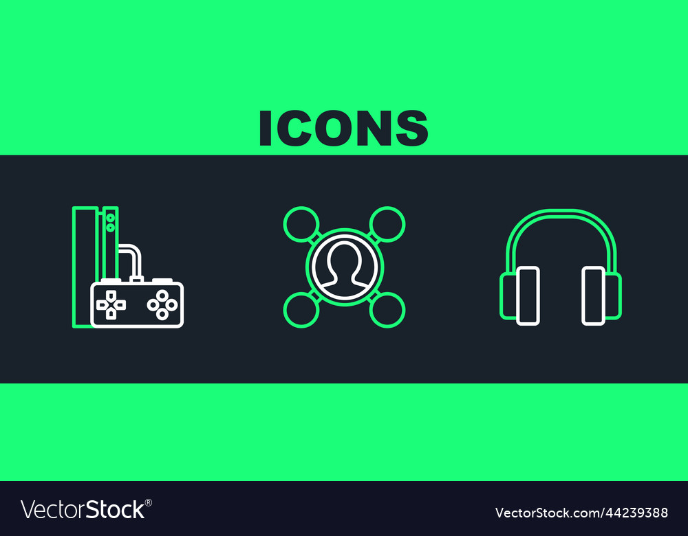 Set line headphones game console with joystick Vector Image Set line headphones game console with joystick