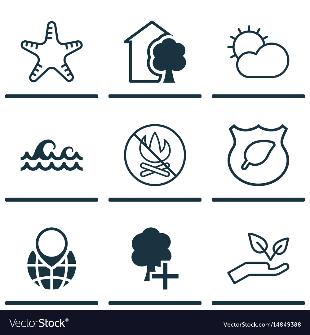 Set of 9 eco-friendly icons includes house guard