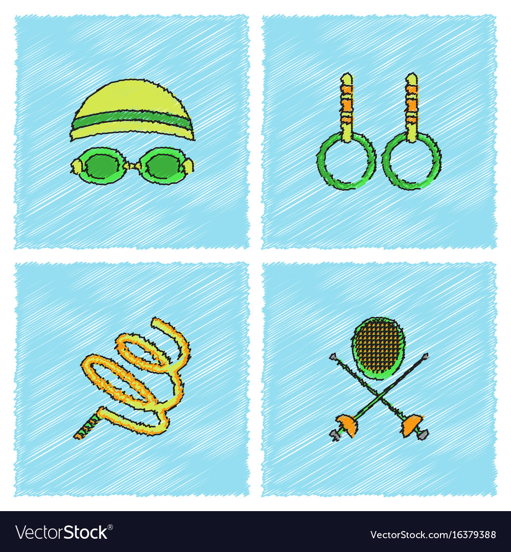 Set of olympic game design in hatching style
