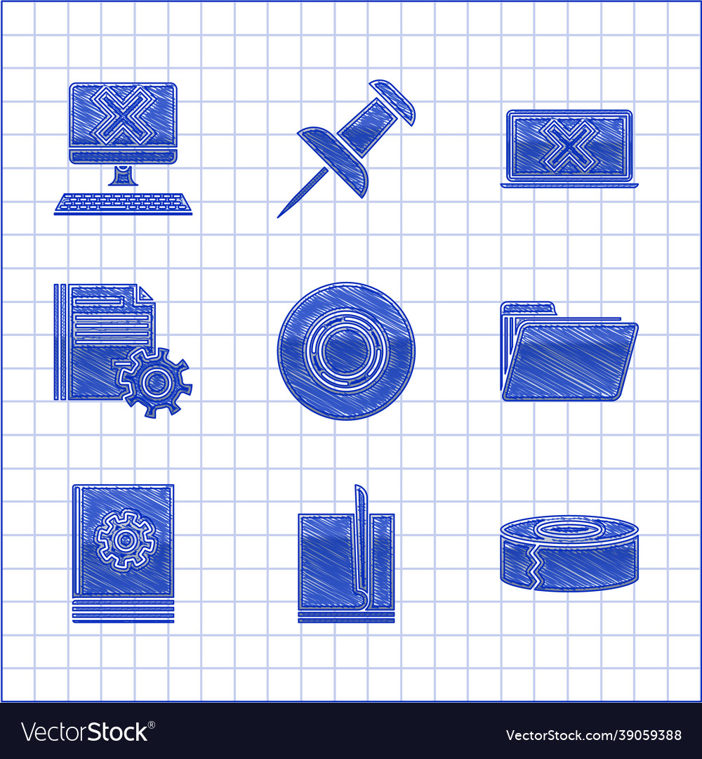 Set scotch file document folder user vector image Set scotch file document folder user