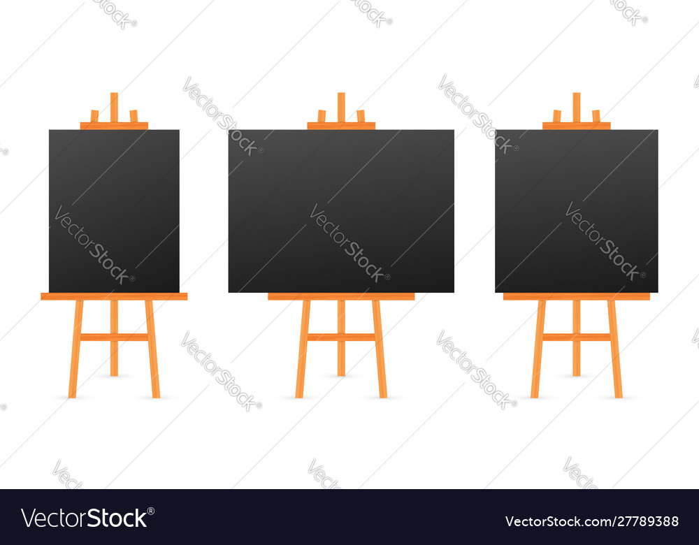 Set wooden brown white sienna easels with mock