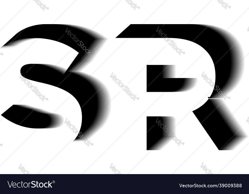 Sr monogram shadow shape style Vector Image Sr monogram shadow shape style
