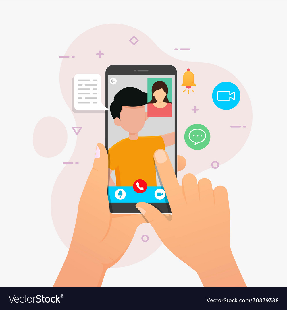 Video call application smartphone design concept Vector Image