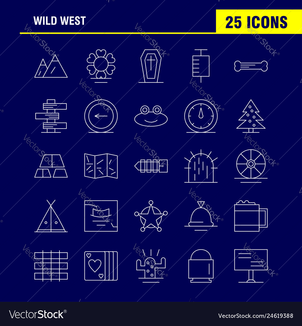 Wild west line icon for web print and mobile uxui Vector Image Wild west line icon for web print and mobile uxui
