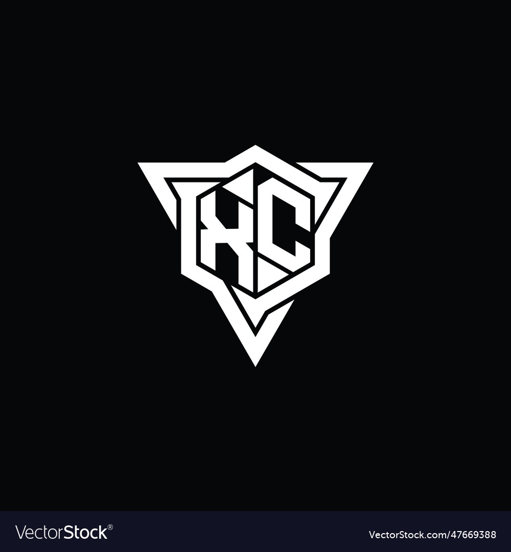 Xc logo monogram hexagon shape with triangle