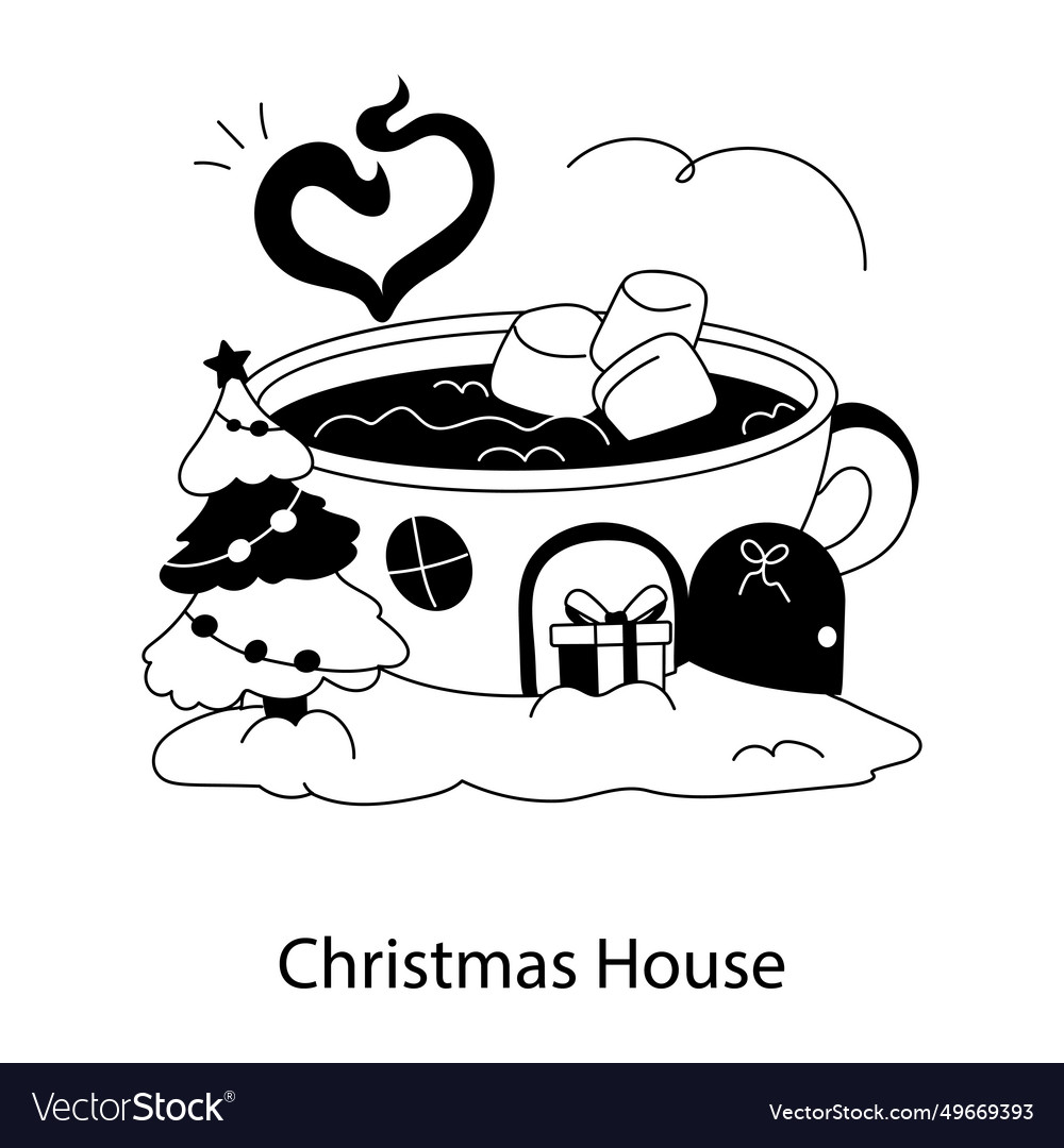 Christmas house Royalty Free Vector Image VectorStock