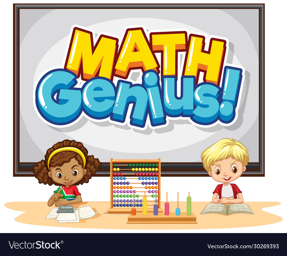 Font design for word math genius with happy kids Vector Image Font design for word math genius with happy kids Vector Image