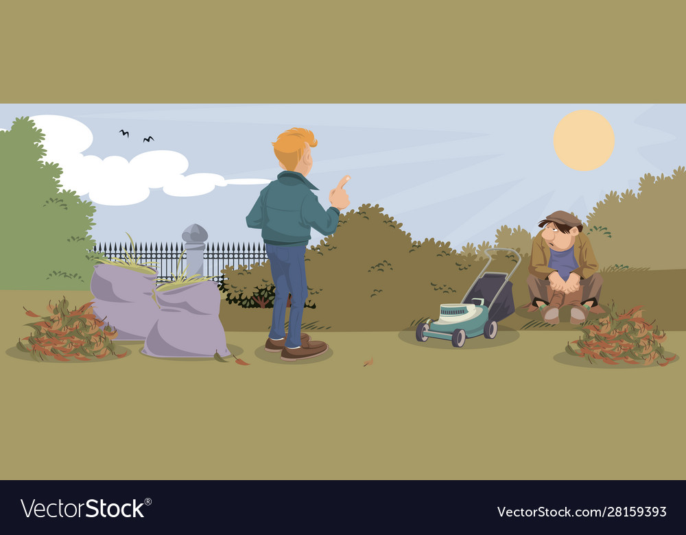 Funny people cleaning in park vector image Funny people cleaning in park